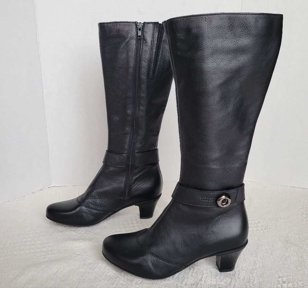 La Canadienne, Leather Zip-Up Knee High Small Heeled, Waterproof, Black Boot - Picture 2 of 13